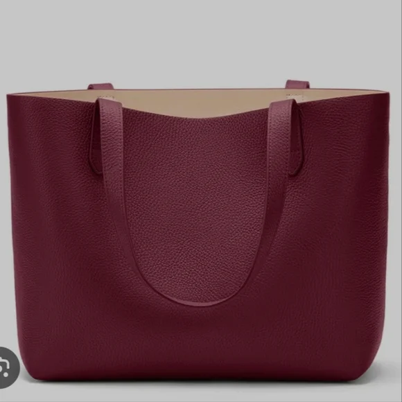 Cuyana Classic Structured Leather Tote Small Burgandy